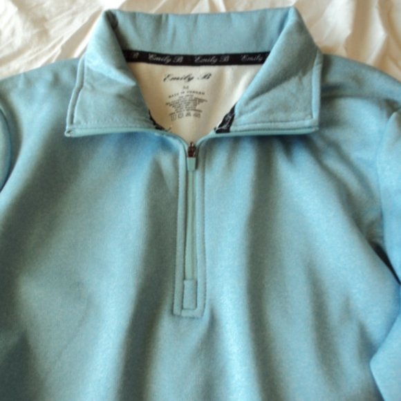 NWT Emily B Activewear Women's Medium Blue Pull On Jacket Half Zipper Fleece - Picture 4 of 8